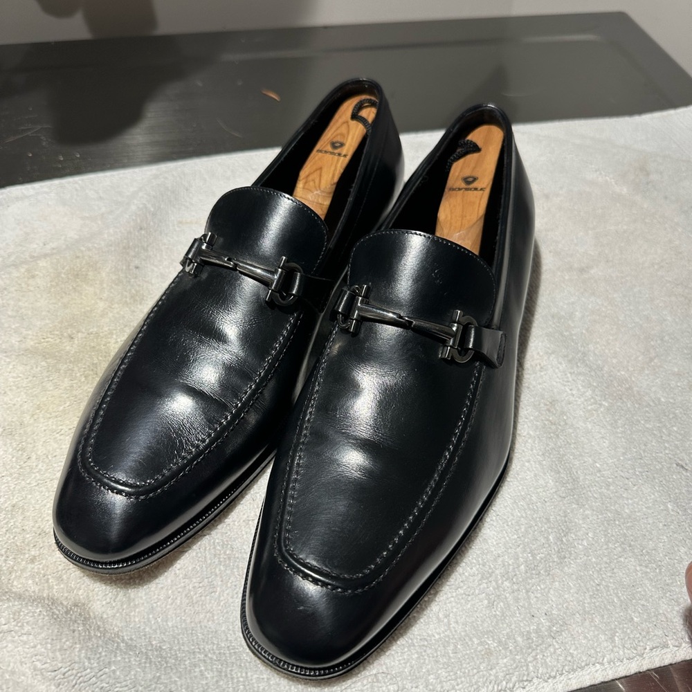 Salvatore Ferragamo Black Lavorazione Originale Gancini Bit Loafer Size 9.5 EE